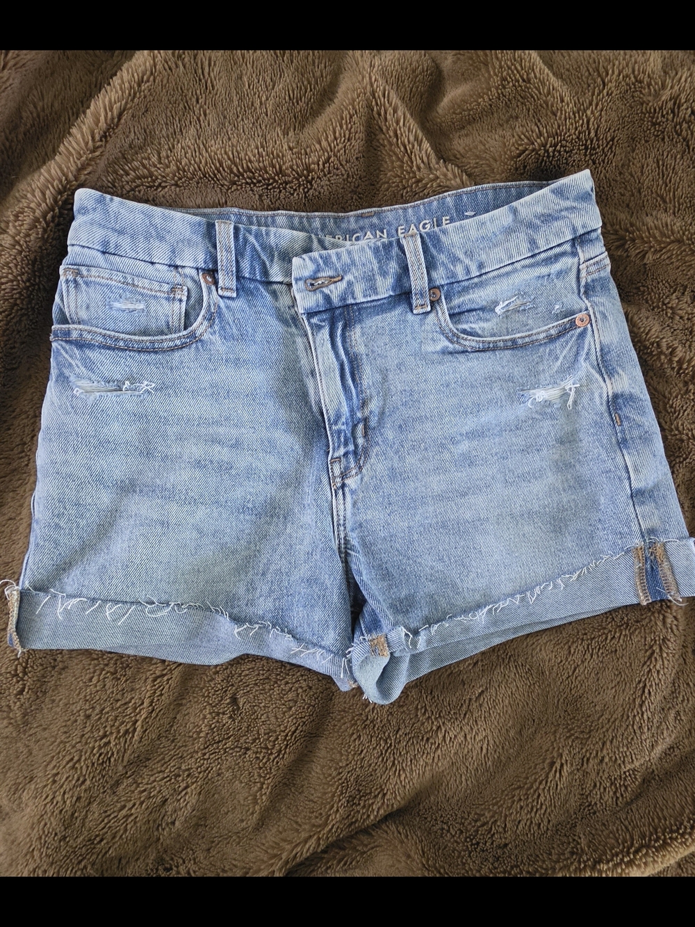 American Eagle Outfitters Light Blue Distressed Denim Women's Shorts